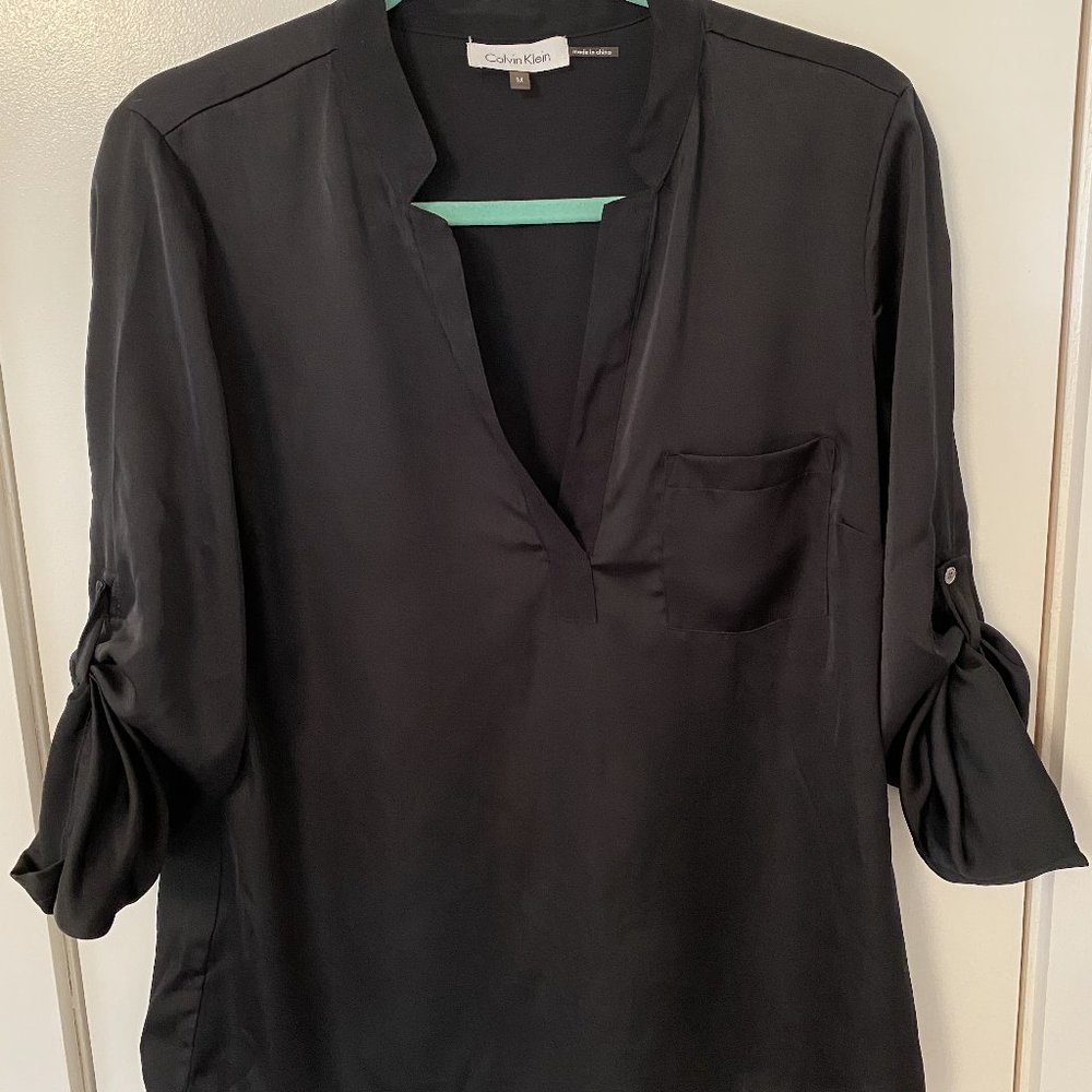 Calvin Klein silky black blouse